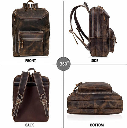 Vintage Leather Backpack For Men 16" Laptop Bag Large Capacity Business Travel Hiking Shoulder Daypacks Business Office Brown (Laptop Backpack 1)