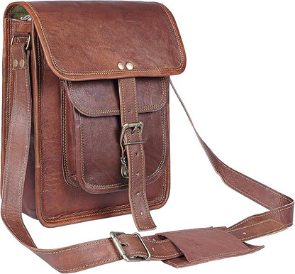 11 inch Small Crossbody Shoulder Genuine Leather iPad/Tablet Vintage Messenger Bag For 10.5 inch iPad Pro for Women & Men