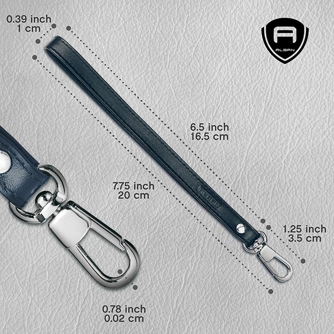 Alban Leather Wrist Strap for Wallet, Clutch, Keys, Wristlet Purse, Keychain for Women and Men