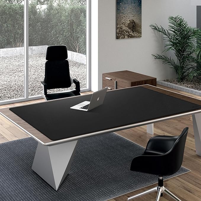 Cacoy 55" x 31.5" PU Leather Desk Mat, Oversized Waterproof Desk Pad Protector, XXL Large Gaming Mouse Pad & Keyboard Cover, Dual-Side Office Desk Blotter Mat for Computer, Home & Work (Black)