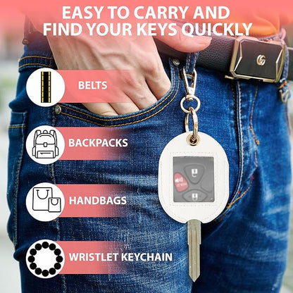 Leather Car Key Fob Cover Sleeve Holder for Broken Keys – Smart Remote Protector Case with Keychain for Men & Women