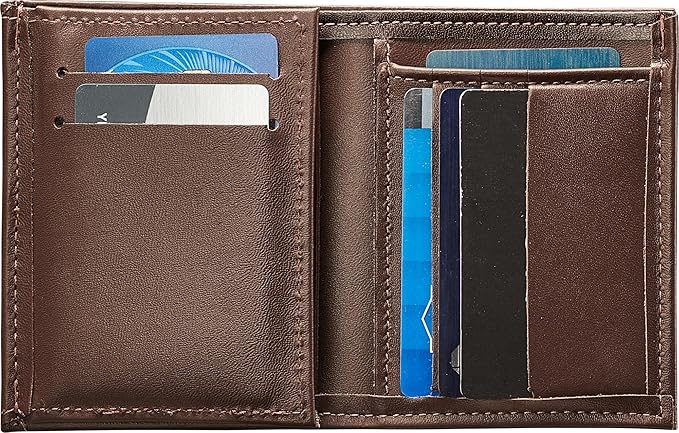 Perfect Fit Shield Wallets Shield with Eagle Police and Security Fits for Blackington B 296 Style Hidden Badge Wallet Leather (Cutout PF-209) Brown