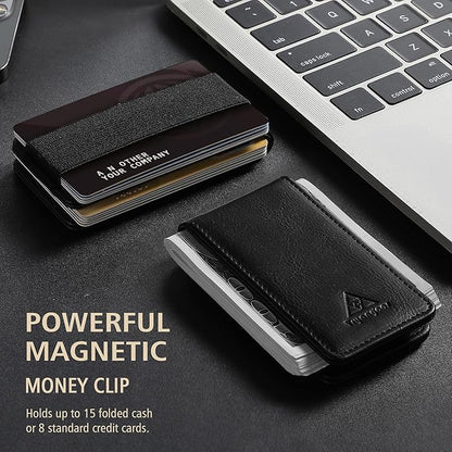 Magnetic Money Clip for Men Leather Money Clip with elastic band Slim Money Clip Holds 5 credit card and10 Bills
