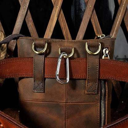 Le'aokuu Mens Genuine Leather Small Messenger Shoulder Satchel Phone Pouch Belt Waist Bag Pack