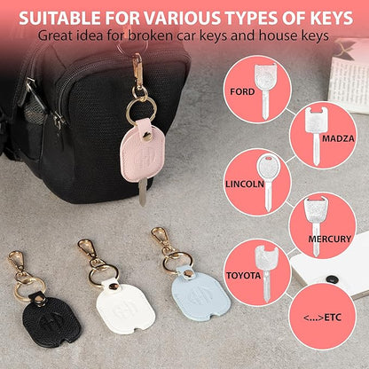 Leather Car Key Fob Cover Sleeve Holder for Broken Keys – Smart Remote Protector Case with Keychain for Men & Women