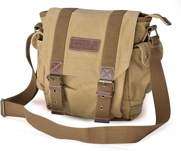 Gootium Canvas Messenger Bag - Small Vintage Shoulder Purse Crossbody Satchel