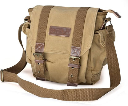 Gootium Canvas Messenger Bag - Small Vintage Shoulder Purse Crossbody Satchel