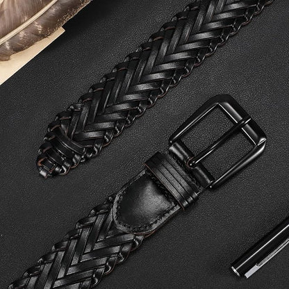 Braided Leather Belt for Men Adjustable Woven Golf Belt for Causal Shorts Pants Jeans 1.4'' Width