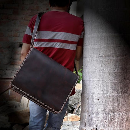 11 inch Small Crossbody Shoulder Genuine Leather iPad/Tablet Vintage Messenger Bag For 10.5 inch iPad Pro for Women & Men
