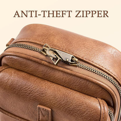 Small Messenger Bag Vegan Leather Crossbody Bag for Women Men, Vintage Cross Body Shoulder Purse with Card Slots