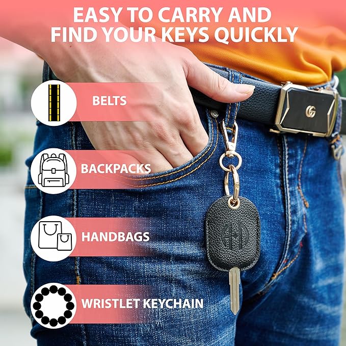 Leather Car Key Fob Cover Sleeve Holder for Broken Keys – Smart Remote Protector Case with Keychain for Men & Women