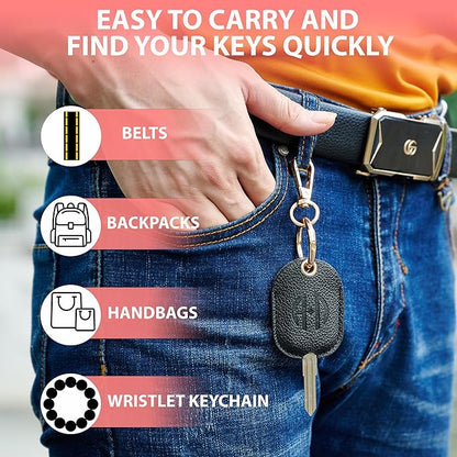 Leather Car Key Fob Cover Sleeve Holder for Broken Keys – Smart Remote Protector Case with Keychain for Men & Women