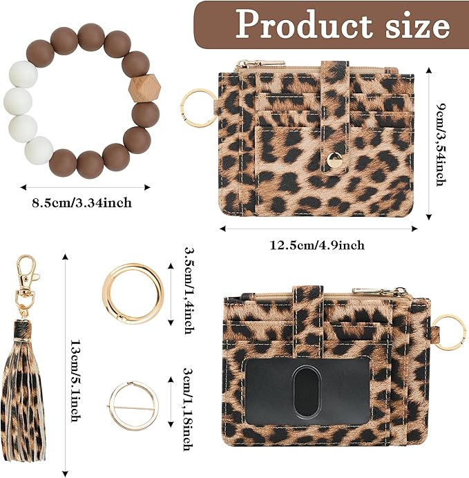 KNGITRYI Wallet Keychain Wristlet for Women,Slim RFID Credit Card Holder Purse Tassel Keychain Bangle Key Ring for Men Women
