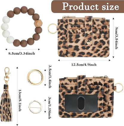 KNGITRYI Wallet Keychain Wristlet for Women,Slim RFID Credit Card Holder Purse Tassel Keychain Bangle Key Ring for Men Women