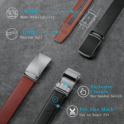 Zitahli Ratchet Belts for Men,Adjustable for Gift mens belt Leather For Dress and Casual Trim to Fit,Men's Accessories