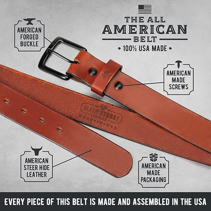 Main Street Forge All American Leather Belt | Made in USA Men's Belt | Mens Belts | Heavy Duty Work | EDC