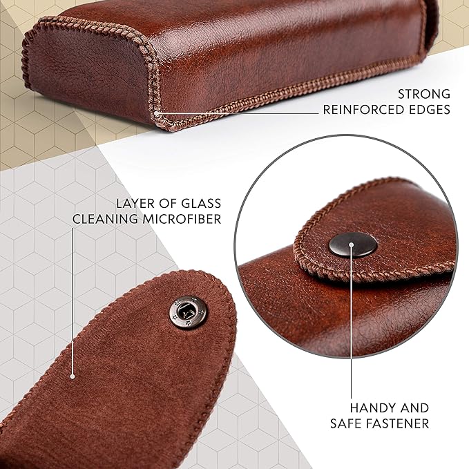 Hard Eyeglass Case With Belt Loop, PU Leather Glasses Case, Eyeglasses Cases, Reading Glass Case, Spectacles Box For Eyeglass, Classic Style Brown Eyeglass Case Small