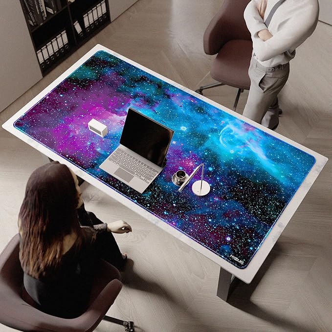 Mydours 63 x 32 inches Gaming Mouse Pad, Extra Large XXL Full Desk Pad, Smooth Fabric & Non-Slip Rubber Mouse Mat, Extended Desk Mat for Gaming, Office and Working (Universe)