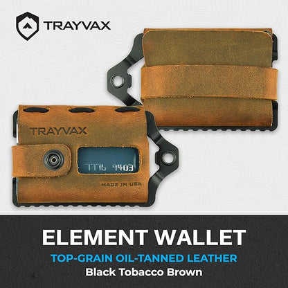 Trayvax Element Wallet, RFID Front Pocket Credit Card Holder with Money Clip, Minimalist Slim Leather Metal Wallet for Men and Women
