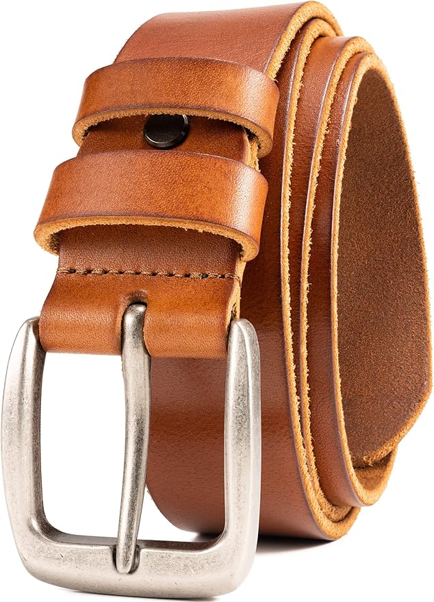 WOLFANT Leather Belt for Men,100% Italian Full Grain Real Solid Leather