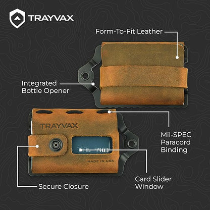 Trayvax Element Wallet, RFID Front Pocket Credit Card Holder with Money Clip, Minimalist Slim Leather Metal Wallet for Men and Women