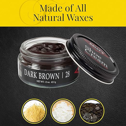 Kelly's Dark Brown Shoe Polish 1.5 oz - Professional Leather Shoe Cream