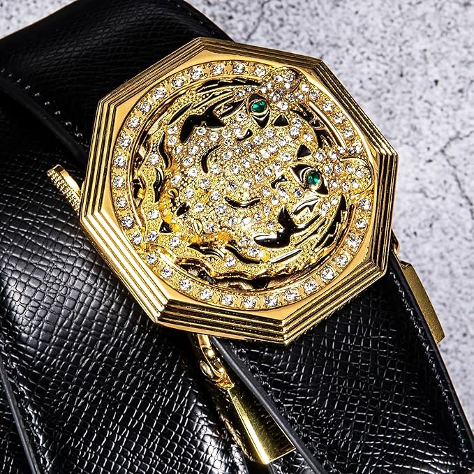 Dubulle Men's Ratchet Belt Gold/Black/Red/Green/Blue/White Automatic Buckle Business Casual Belt Gift - Adjustable Fit
