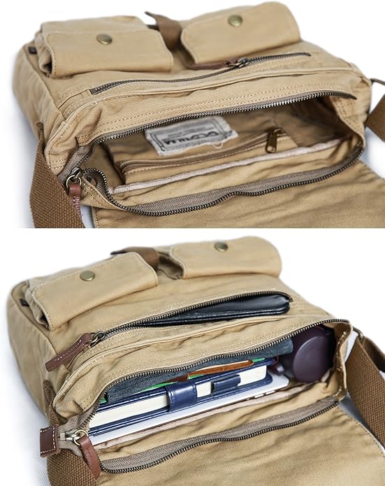 Gootium Canvas Messenger Bag - Vintage Crossbody Shoulder Bag Military Satchel