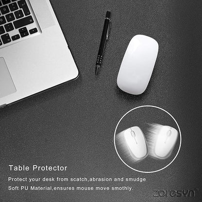 ZORESYN PU Leather Desk Pad (55.1"x15.8") - Waterproof Office Desk Mat for Keyboard and Mouse - Black Extended Mouse Pad with Nonslip Base