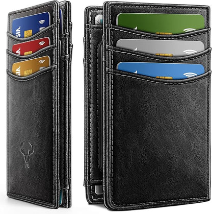 BULLIANT Slim Wallet For Men 12Cards,Magnetic Flip Build-in Money Clip Airtag Compatible-RFID Blocking
