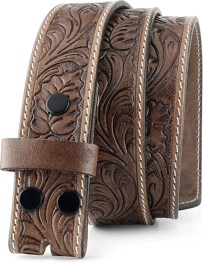 F&L CLASSIC Western Belt without buckle for men – Full Grain Leather Cowboy Belts for jeans - One Piece Leather strap belt