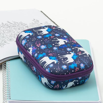 ZIPIT Unicorn Pencil Case for Girls, Cute Pencil Box for School, Large Capacity Stationery Organizer Box ,Blue