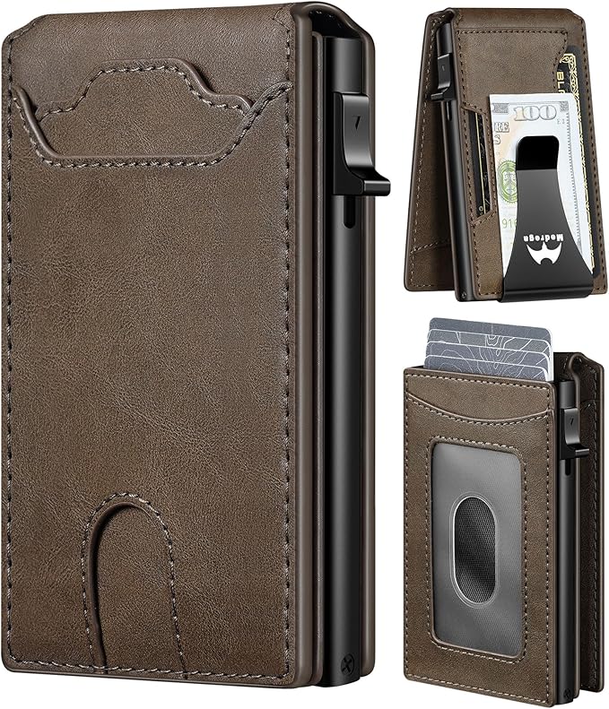 Card Wallet for Men Slim Minimalist: Smart Pop Up Wallets with Money Clip - RFID Front Pocket Credit Card Holder - Gift for Men Husband