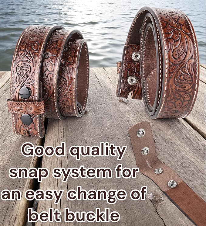 F&L CLASSIC Western Belt without buckle for men – Full Grain Leather Cowboy Belts for jeans - One Piece Leather strap belt