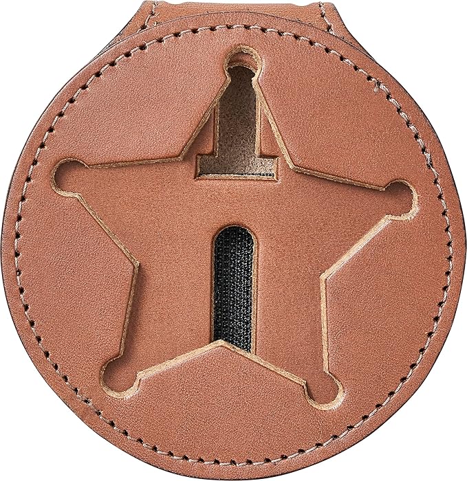 Perfect Fit Shield Wallets Florida Sheriff Five-Point Star Badge Holder 2.7 inches Tall (Cutout PF185) Tan Leather