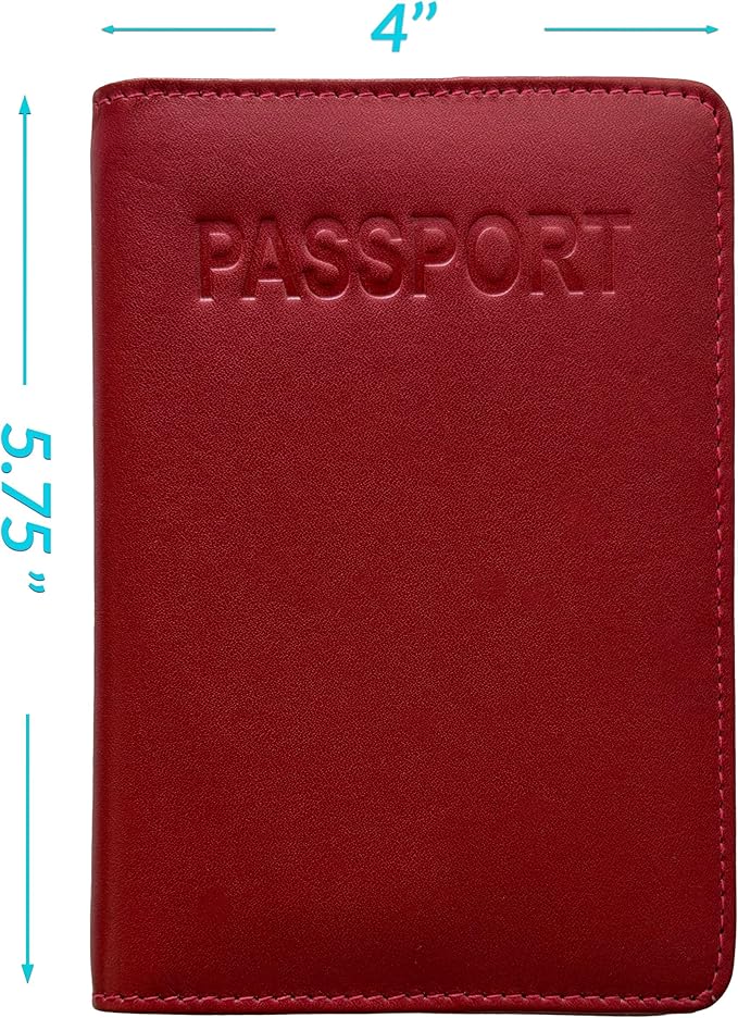 Red Genuine Leather RFID Passport Cover
