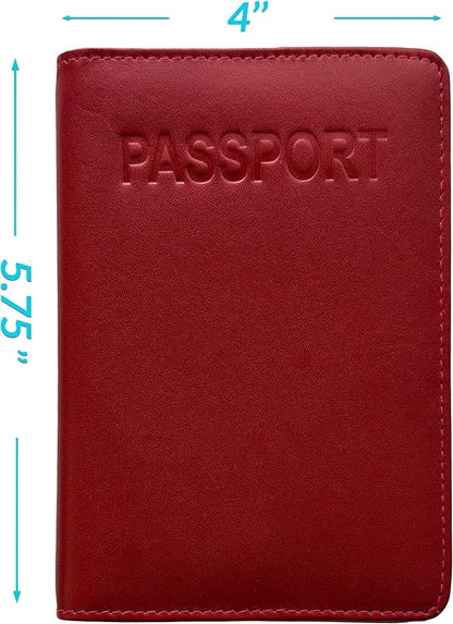 Red Genuine Leather RFID Passport Cover