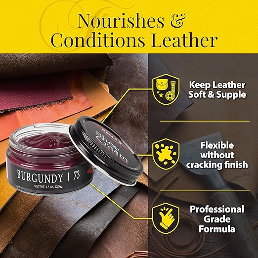 Kelly's Burgundy Shoe Polish 1.5 oz - Professional Leather Shoe Cream