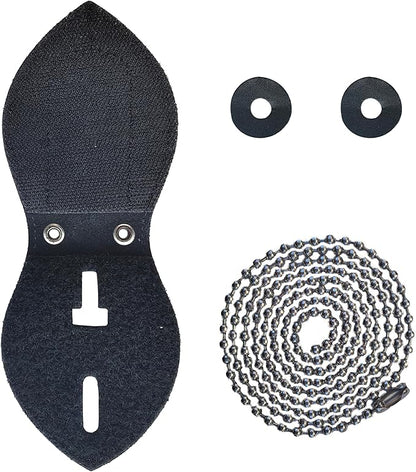 Police Badge Holder Made of Cowhide Universal Black with Leather Belt Buckle Hook Buckle and Stainless Steel Bead Chain Law Enforcement Officer Gifts Elliptical