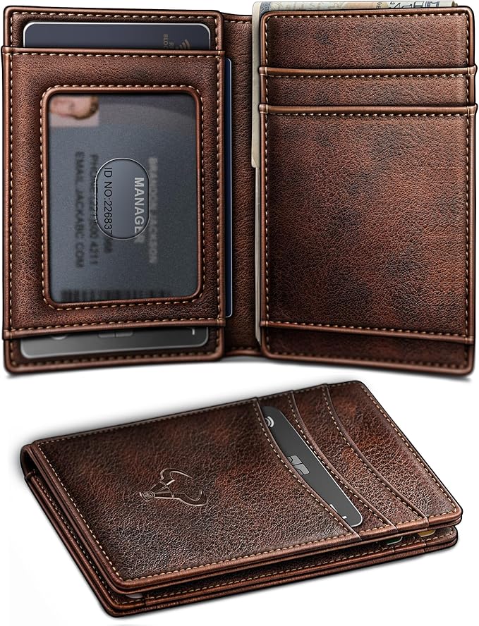 BULLIANT Slim Wallet For Men 12Cards,Magnetic Flip Build-in Money Clip Airtag Compatible-RFID Blocking