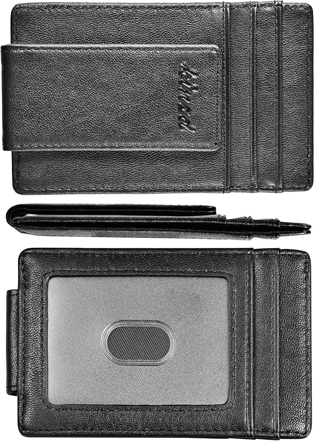 kinzd Money Clip, Front Pocket Wallet, Leather RFID Blocking Strong Magnet thin Wallet | RFID Blocking, Strong Magnet, thin