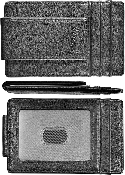kinzd Money Clip, Front Pocket Wallet, Leather RFID Blocking Strong Magnet thin Wallet | RFID Blocking, Strong Magnet, thin