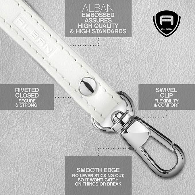 Alban Leather Wrist Strap for Wallet, Clutch, Keys, Wristlet Purse, Keychain for Women and Men