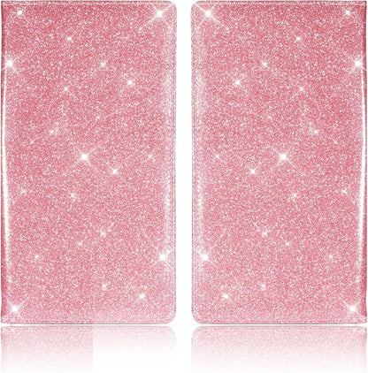 TOURSUIT Car Registration and Insurance Card Holder, Vehicle License Document Glove Box Compartment Organizer, Interior Car Accessories for Women Men Teens (Glitter Pink)