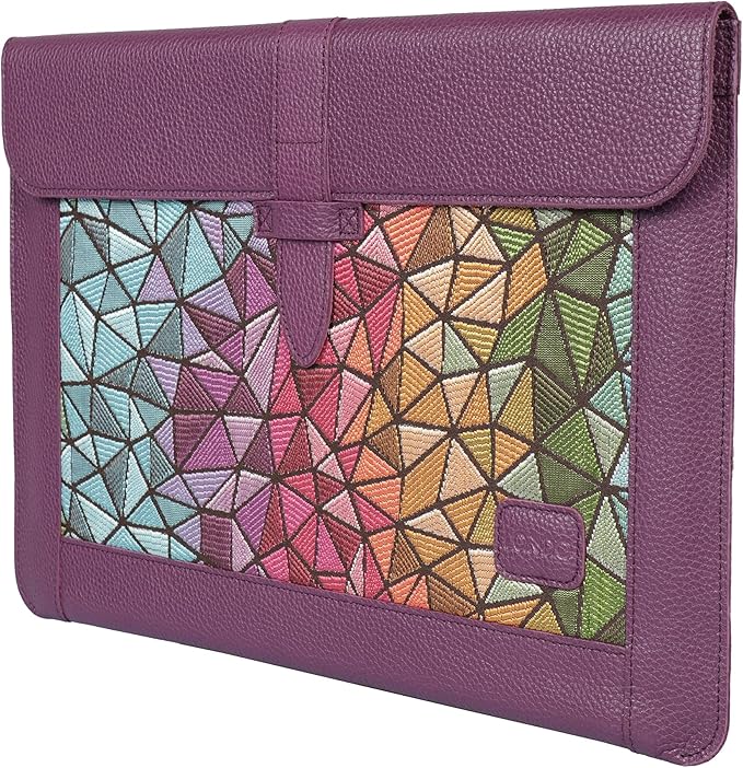 LONDO Leder Hülle Kompatibel mit MacBook Pro 14 & Air 13-13.3 Zoll (M5, M4, M3, M2, M1, Pro, Max) & iPad Pro 12.9, Premium Vollleder Laptop Tasche, Purple Modelle 2020 bis 2026