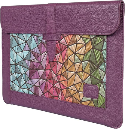 LONDO Leder Hülle Kompatibel mit MacBook Pro 14 & Air 13-13.3 Zoll (M5, M4, M3, M2, M1, Pro, Max) & iPad Pro 12.9, Premium Vollleder Laptop Tasche, Purple Modelle 2020 bis 2026