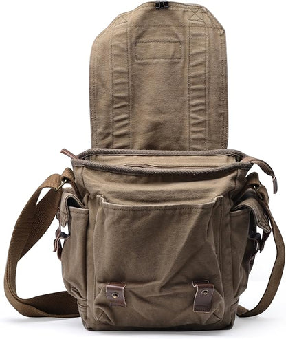 Gootium Canvas Messenger Bag - Small Vintage Shoulder Purse Crossbody Satchel