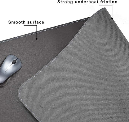CENNBIE Desk Mat Pad Blotter Protector 47.2" x 19.6", PU Leather Desk Mat Laptop Keyboard Mouse Pad with Comfortable Writing Surface Waterproof (Grey)