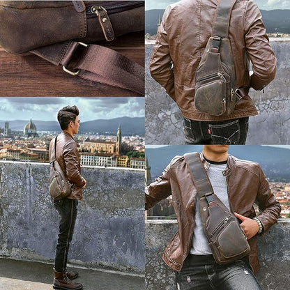 Le'aokuu Men Fashion Casual Tea Designer Travel Hiking Crossbody Chest Sling Bag Rig One Shoulder Strap Bag Men Leather 8015 | Fashion, Casual, Tea, Designer, Travel, Hiking
