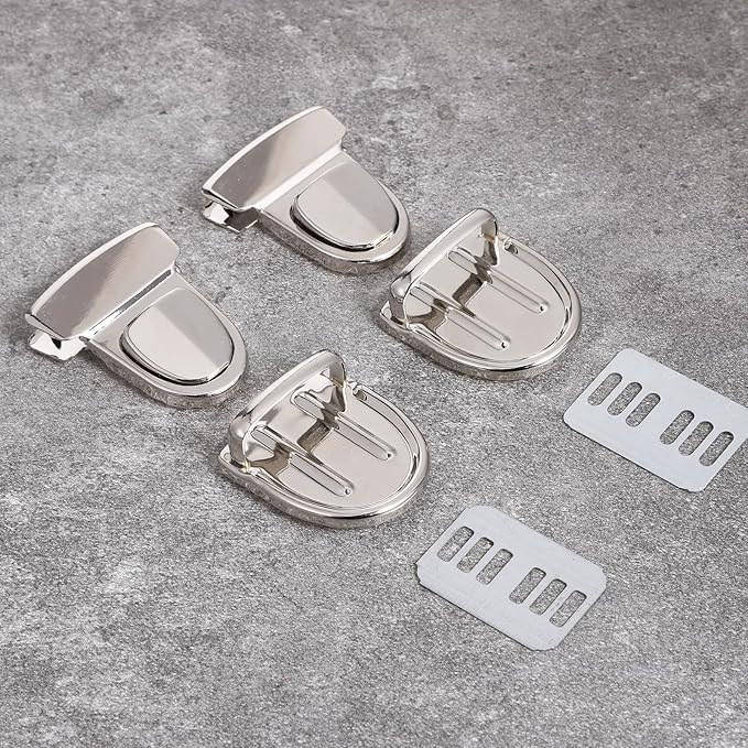 6 PCS Metal Tuck Lock Clasp Catch Thumb Lock Purse Buckle Fasteners Metal Clasp Locks Hardware Clips for DIY Wallet Handbag Leather Craft Making, Silver